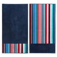 thumbnail image 2 of BNM Striped Cotton Beach Towel Set of 2, 34" x 64", Navy Blue/ Red, 2 of 11