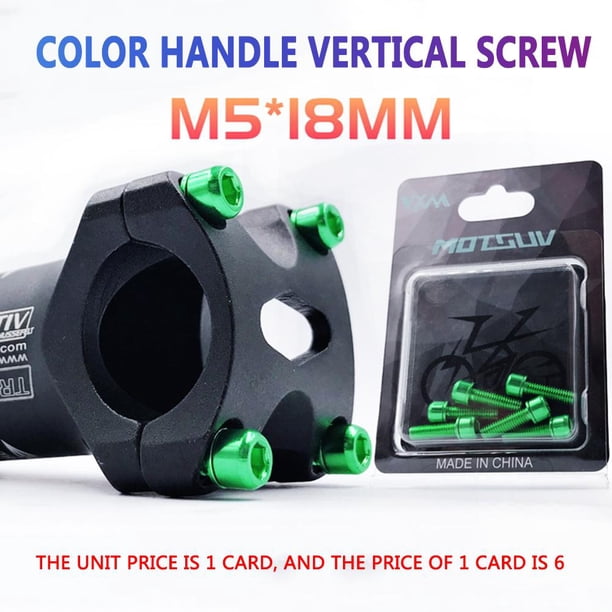 6 tornillos para vástago de bicicleta M5 x 18 mm, cabeza Allen, tornillos para vástago MTB con arandela (verde)