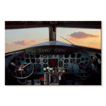 Elephant Stock Old Airplane Cockpit Wall Art - Horizontal Canvas Wall Art - Living Room Wall Decor - Transportation Canvas - Black And Beige Decor - 48" x 32"