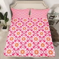 thumbnail image 2 of Homewish Tribal Boho Flower Bed Sheets, Pink Cherry Blossoms King Sheets, Western Mandala Style Sheet Set, Breathable Home Decor, 4 Pieces, 2 of 7