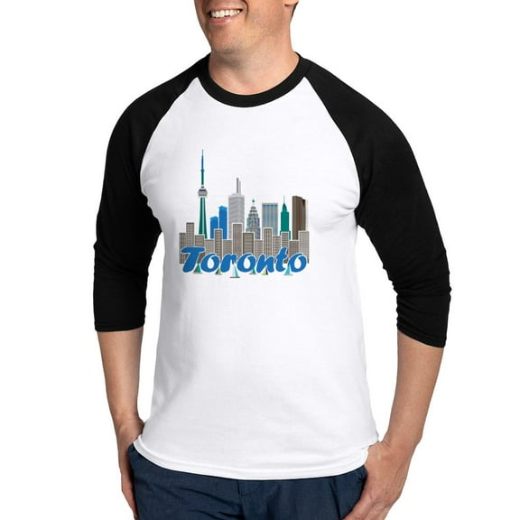 CafePress - Toronto Skyline Baseball Jersey - Cotton Baseball Jersey, 3/4 Raglan Sleeve Shirt