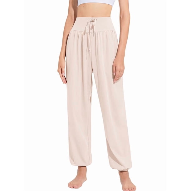 Pantalones de Yoga Casuales, Cómodos y de Pierna para Mujer Albaricoque M