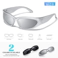 thumbnail image 3 of Gafas de Sol JASPIN Y2K Estilo Wrap Ovaladas Plateadas UV400 para Mujeres y Hombres, 3 of 8