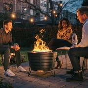 TIKI Patio Smokeless Fire Pit – 25 Stainless Steel Wood Burning Fire Pit for Yard, Patio & Camping with Weather-Resistant Cover, Ash Pan & Wood Pack