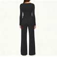 thumbnail image 5 of BODOAO Women's 2 Piece Sweatshirt Set Long Sleeve Scoop Neck Crop Top and Wide Leg Pants Casual Lounge Tracksuit, Soft Matching Outfit for Travel, Home and Daily Wear Set Black L, 5 of 7