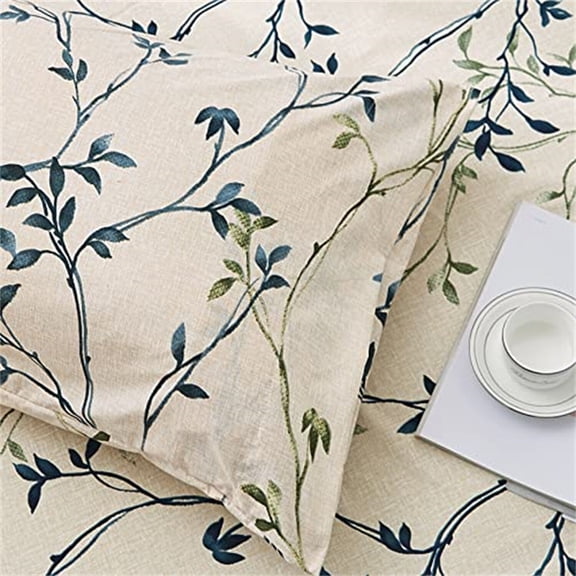 4 Piece Leaves Printed Sheet Set Queen Size, Soft Summer Leaf Pattern Microfiber Bed Sheets Extra Deep Pocket