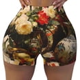 thumbnail image 2 of Sikiie Elegant Still Life Roses Workout Shorts Women Scrunch Butt Gym Shorts Seamless High Waist Tummy Control Yoga Biker Athletic Shorts-Small, 2 of 8