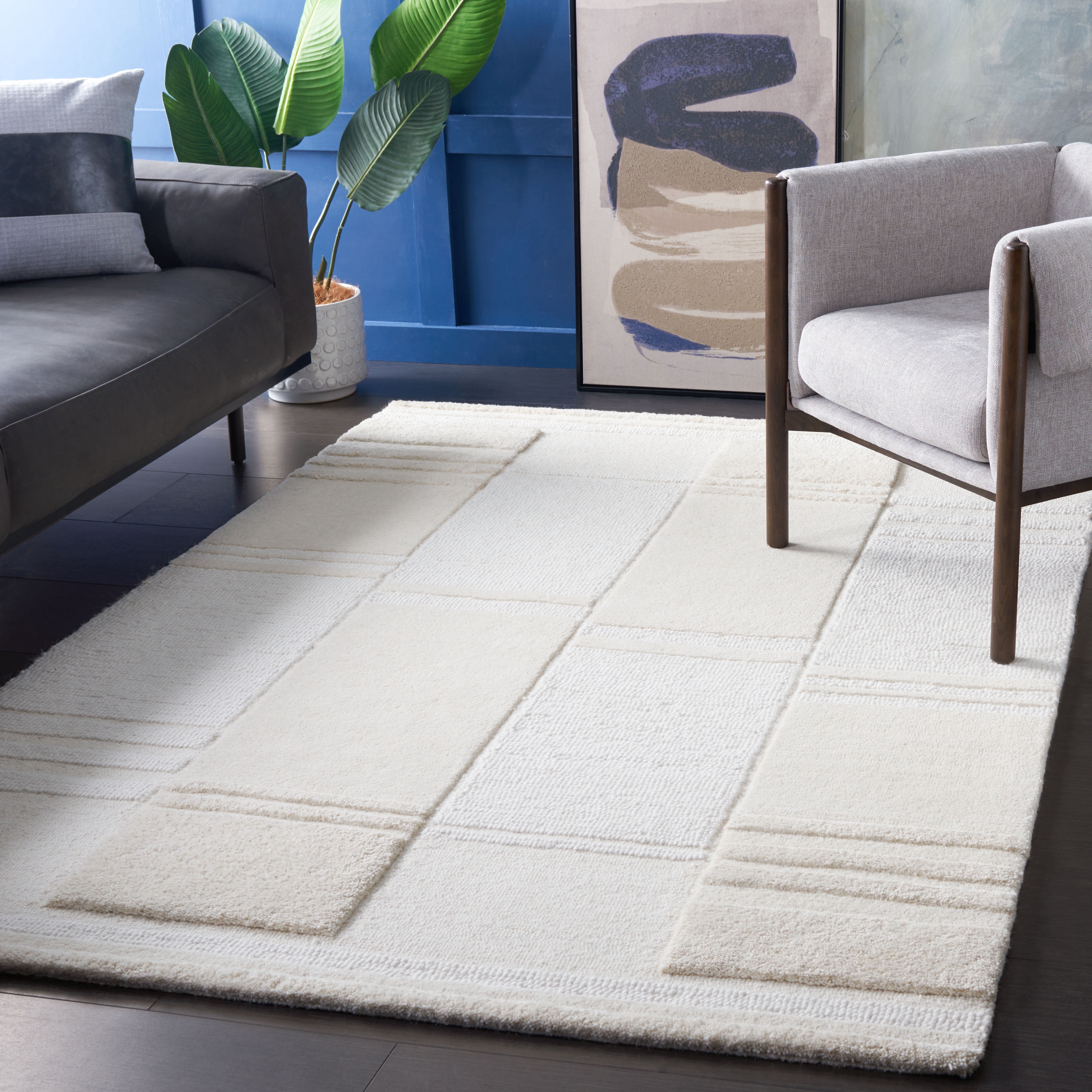 SAFAVIEH Manhattan Marvin Geometric Area Rug, Ivory/Beige, 6' x 9'
