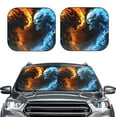 thumbnail image 2 of Bingfone Red And Blue Fire Skull Warrior Windshield Sun Shade 2-Piece Foldable Car Front Window Sunshade for Most Sedans SUV Truck - Medium, 2 of 7