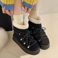 thumbnail image 2 of CHICVOMEY Women's Winter Snow Boots Short Ankle Booties with Fur Lace-Up Round Toe Warm Non-Slip Shoes for Cold Weather, 2 of 6
