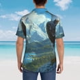 thumbnail image 4 of Gukieu Majestic Eagle Over Castle Print Men's Short-sleeved Shirts, Button-down Lapel Hawaiian Shirts, T-shirts, Beach Vacation Summer Casual Wear,Medium, 4 of 7