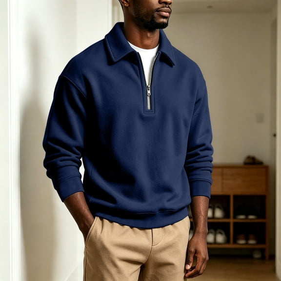 Daweinan Men's Quarter Zip Pullover Sweatshirt Loose Fit Long Sleeve Relaxed Fit Casual Athletic Top for Daily Wear Outdoor Work Sports