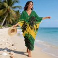 thumbnail image 6 of DISNIMO Jamaican Flag Print Kaftan Dress for Women Palm Tree Printed Plus Size V Neck Swimsuit Cover up Casual Loose Bathing Suit Cover Batwing Sleeve Caftan Dresses Soft Loungewear, 6 of 7