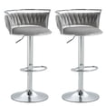 thumbnail image 3 of UIXE 360° Swivel Bar Stools Velvet Upholstered Adjustable Bar Chairs Set of 2 Silver Metal Barstool with Back & Footrest for Home and Kitchen, Gray, 3 of 6