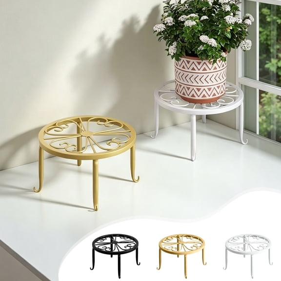 Nordic Wrought Iron Flower Rack Indoor Plant Stand - Vintage Carved Metal Pot Holder, Floor Standing Flower Stool, Living Room Balcony Storage Rack