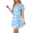 thumbnail image 4 of Camisón T-shirt de mujer INSPIRE CHIC, vestido de rayas coloridas, camisón de manga corta, 3XL, nube y luna, 4 of 6