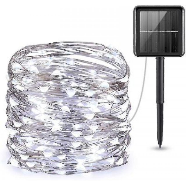 Mini 33 pies 100 luces LED de alambre de cobre, luces de decoración solar impermeables (blanco) LingWen 1327534123258