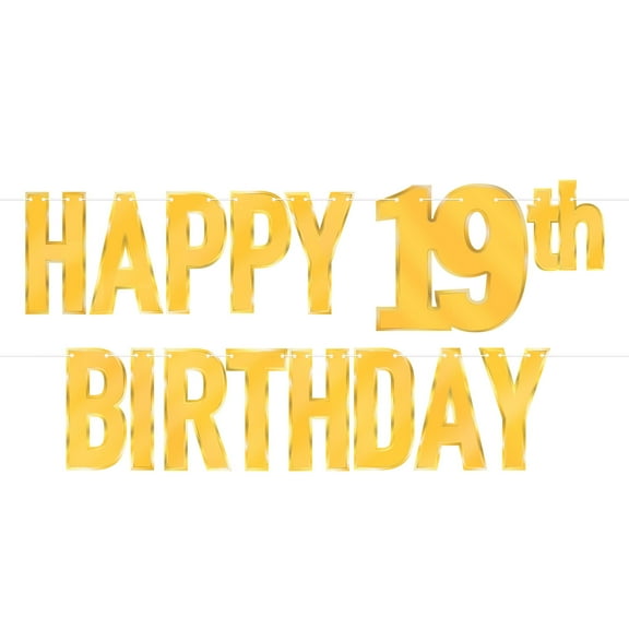 Beistle - Foil Happy "19th" Birthday Streamer - 7½" x 5' - Pack of 12