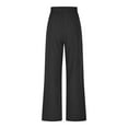 thumbnail image 6 of BXINGOHAI Womens Cotton Linen Palazzo Pants Drawstring Elastic Waist Casual Trousers with Pockets Black,XXXL, 6 of 7