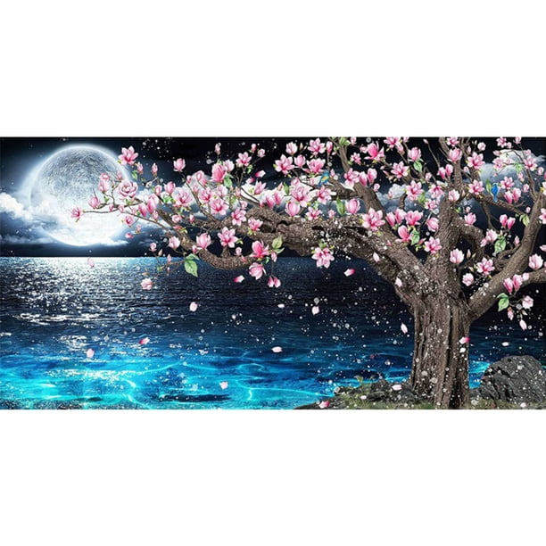 Wdftyju 5D DIY Diamond Painting Kits Peach Tree Moon Full Square Drill Wall Decor Crafts Wdftyju 6yk9cg4gh9xc3vu5