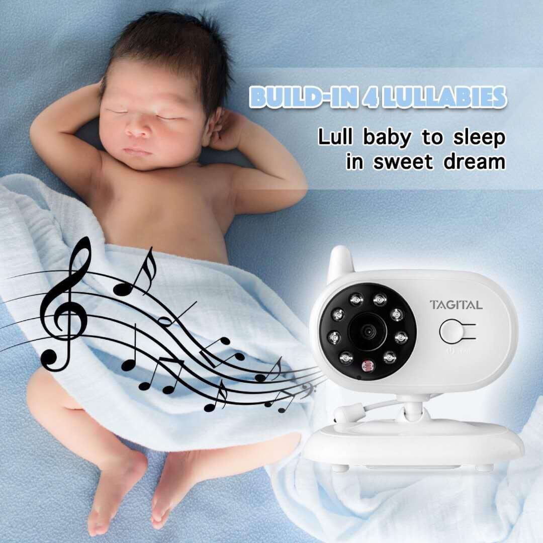 Tagital Baby Monitor with 3.5" LCD Display, Two-Way Audio, Night Vision, Temperature Sensor, Lullabies
