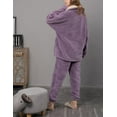 thumbnail image 6 of Women' s Fluffy Pajamas Set Fleece Pullover Pants Loose Plush Sleepwear 2 Piece Pjs Set Warm Fuzzy Loungewear, 6 of 16