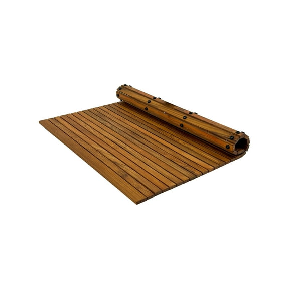 Chiba Teak Shower and Bath String Mat with Rubber Footing 36″ x 36"