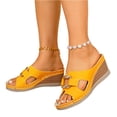 thumbnail image 5 of LTTVQM Slide Sandals for Women Arch Support Platform Open-Toe Cork Footbed Casual Sandals Slip on Comfortable Adjustable Buckle Footwear for Beach Saffron 41(US-8.5), 5 of 5
