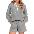 thumbnail image 1 of Hot Selling Sportswear For Women Hooded Shorts Set Home Two-Piece Set B-Gray Xxl, 1 of 5