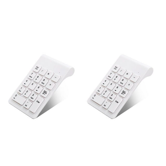 bedienty Mini 2.4G USB Wireless 18 Keys Keyboard Office Working Number Keyboards Battery Powered Pad for Laptop Computer White 2Set