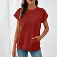 thumbnail image 3 of Kukoosong Women's Pocket T-Shirts Solid Color Short Sleeve Crew Neck Pullover for Summer Casual, Functional and Casual Tee Shirt for Women, 3 of 7