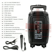 8 Portable BT Bluetooth Speaker Subwoofer Heavy Bass Sound System Party With Microphone and Remote