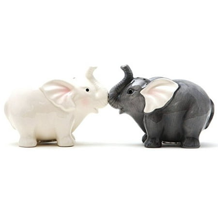 Salt And Pepper Shaker Sets 1 X Ceramic Magnetic Salt and Pepper Shaker Set - Elephants They Kiss 8795 by Pacific Trading ()