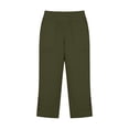 thumbnail image 6 of WGRFFH Capris Pants for Women,Split Button Elastic Waist Cotton Linen Capris,Casual Straight Leg Cropped Pants with Pockets,Summer Casual Pedal Pushers,Light Weight,Outdoor Athletic Hiking Army Green, 6 of 7