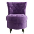 thumbnail image 7 of BELLEZE Throne Royal Chair Set of 2, Button-Tufted Accent Chair, Upholstered Velvet Chair, Low Back Armless Chair with Thick Padding and Rubberwood Legs - Malik (Purple), 7 of 7