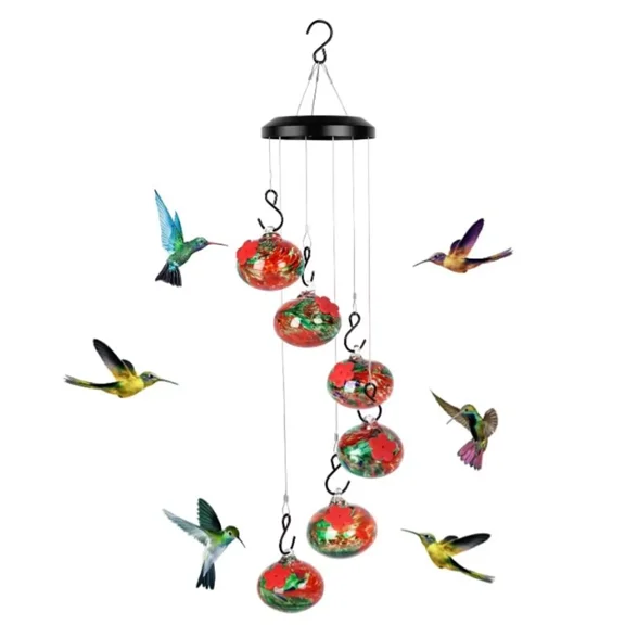 Xhy Solar Wind Chimes Outdoor Light LED Hummingbird Color Changing Hanging Lamp for Garden Patio Home Decor