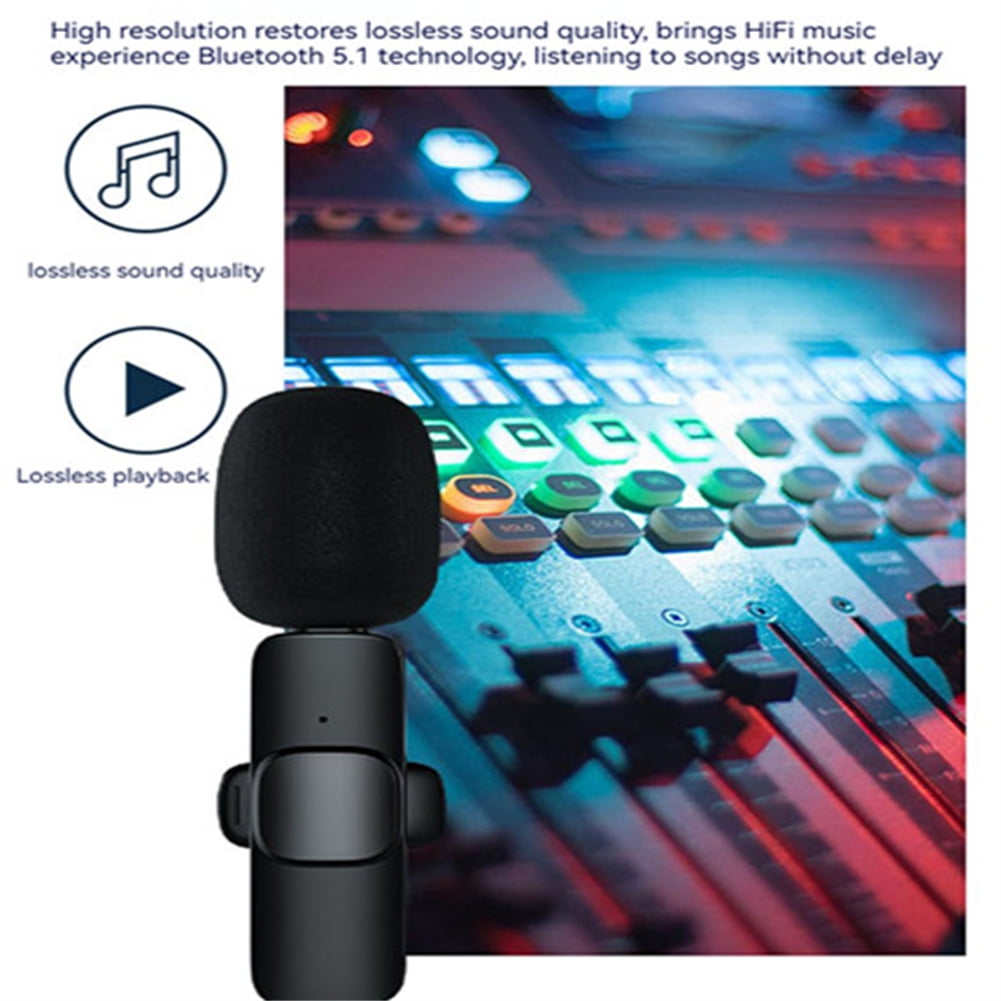 Wireless Lavalier Microphone 3.5mm Round Jack Automatic Noise Reduction Lapel Mic for Camera Recording