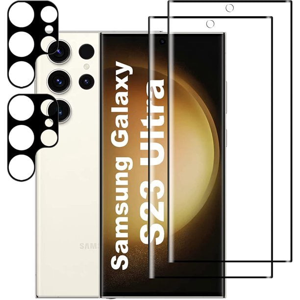 [2+2 Pack] Galaxy S23 Ultra Screen Protector, 9H Tempered Glass Scratch Resistant, Ultrasonic