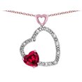 thumbnail image 3 of Star K� Double Open Heart Pendant Necklace with 6mm Created Ruby Stone, 3 of 9