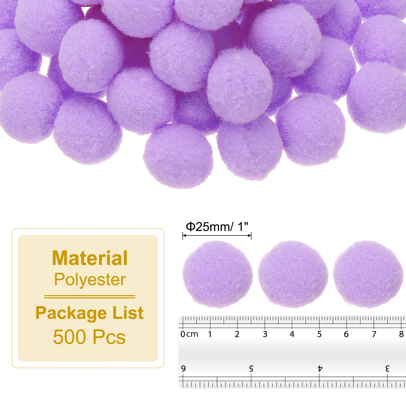 1inch Pom Poms for Crafts, 500pcs Pompoms for Crafts Puff Balls Bulk Fuzzy Balls for Hats Christmas Art DIY, Light Purple