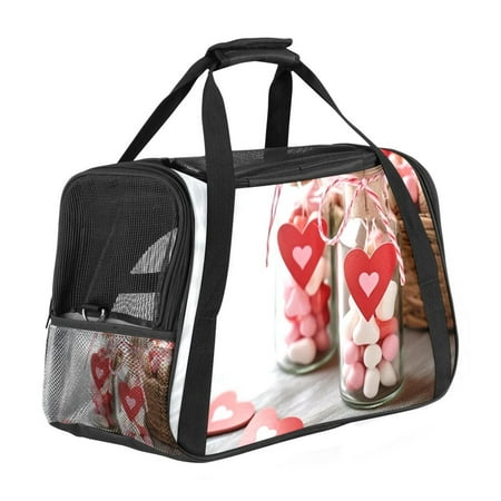 Valentine s Day Premium Fabric Cat Carrier Bag  Durable 900D Oxford Cloth with Sherpa Base  Ideal for Travel & Outdoor Adventures  Convenient & Comfy Pet Tote