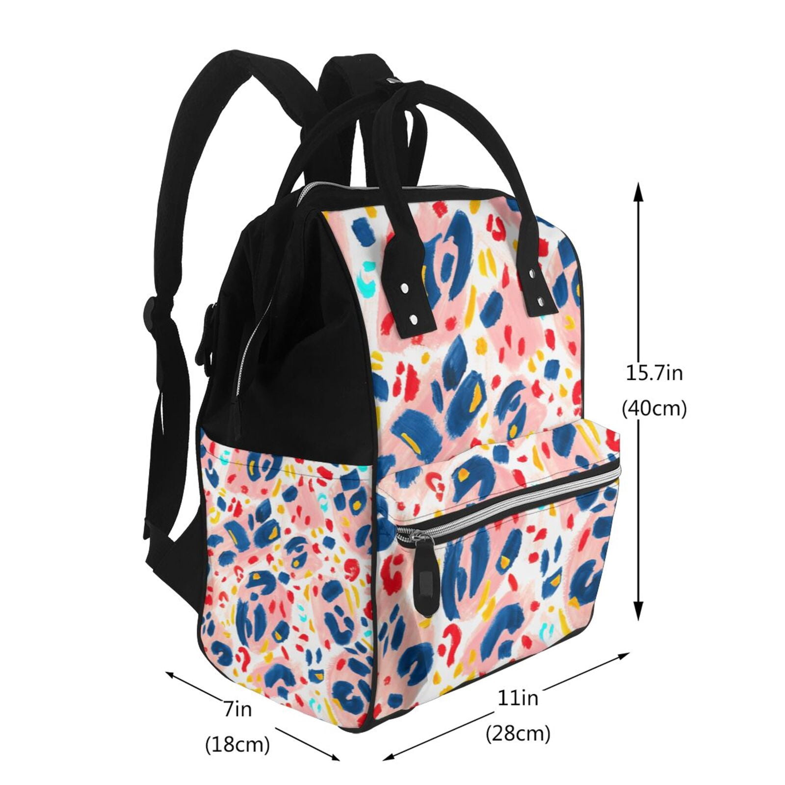 Fuzoiu Abstract Leopard Print Print Diaper Bag Backpack,Baby Essentials Travel Tote,Multi function Waterproof Diaper Bag, Travel Essentials Baby Bag - Unisex