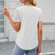 thumbnail image 4 of Blusas para Mujeres Casual Manga Corta Cuello Redondo Encaje Empalme Blusa 95% Poliéster 5% Spandex, Nuevo Color Sólido Superior para el Uso Diario, 4 of 8