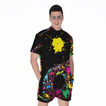 Colorful Splash Yin Yang Short Sleeve Men'S Rompers, Yinyang Casual Summer Jumpsuits Outfit