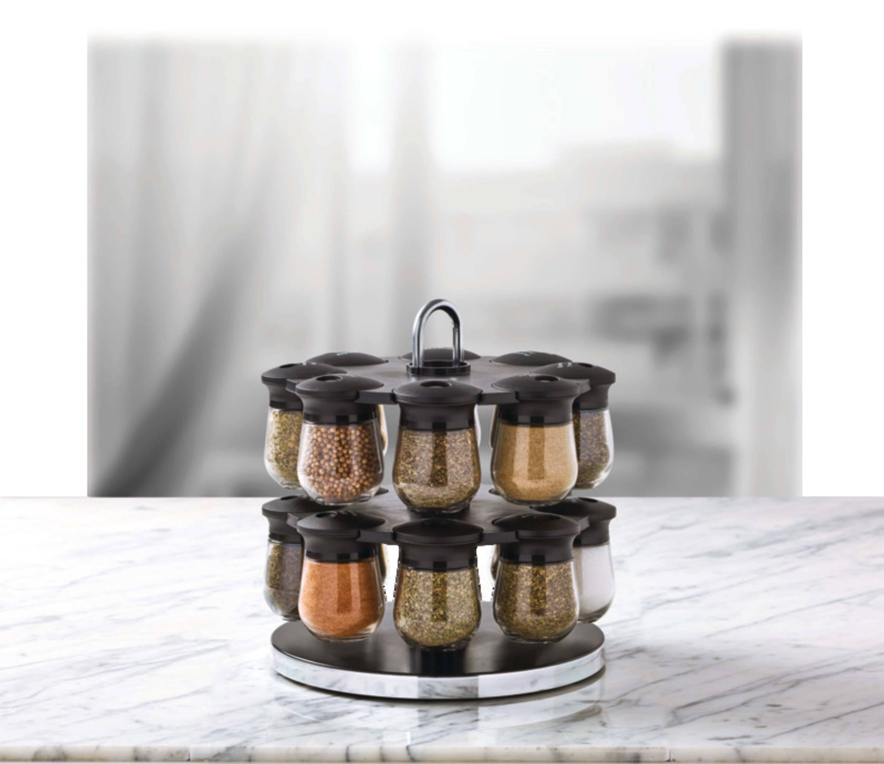 Kamenstein 16Jar Duke HangingJar Spice Rack, Spices and Jars Included