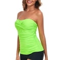 thumbnail image 4 of RELLECIGA Women's Ruched Bandeau Tankini Top Swimsuits, 4 of 9