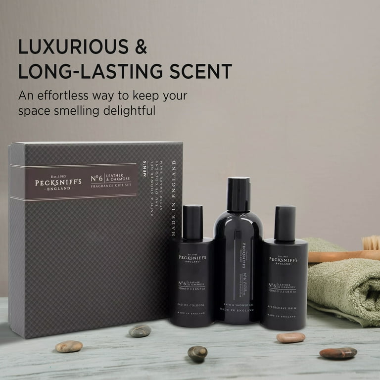 Pecksniffs Leather & Oakmoss Men's Gift Set: Eau de Cologne, 3-in