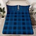 thumbnail image 2 of Manfei Blue Grid 3pcs Twin Sheet Sets,Geometric Buffalo Twin Fitted Sheet,Checkered Lattice Breathable Flat Sheet,Breathable Plaid Bedroom Decoration, 2 of 7