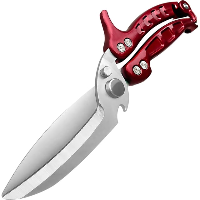 Kitchen Scissors, Kitchen Shears, Poultry Shears Heavy Duty, Kitchen Scissors for Food, Turkey, Chicken, Thanksgiving, Christmas Day(Red)