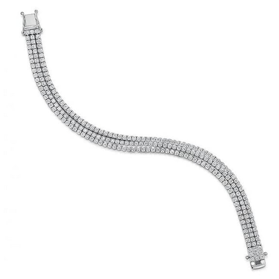 Harry Chad Enterprises 57747 Triple Row 6.60 CT Small Round Diamonds Tennis Bracelet, 14K White Gold